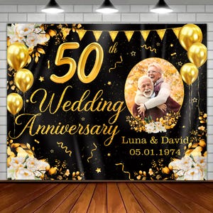 Personalized Photo Wedding Anniversary Backdrop, Wedding Anniversary Party Banner Decorations, Gift for Couple, Gift for Parents
