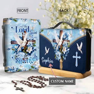Personalized Christian Art Bible Cover, Custom Lord Stood With Me Bible Cover, Religious Gifts For Women, Christian Gift, Flower Book Cover