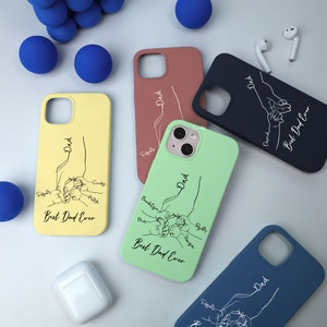 Coque de téléphone personnalisée papa avec mains d'enfant, meilleure coque de téléphone personnalisée pour Iphone, Samsung, cadeau de Noël, cadeau de fête des pères pour papa