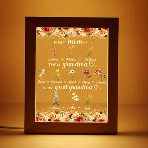 Personalized First Mom Then Grandma Now Great Grandma Frame Lamp, Birth ...