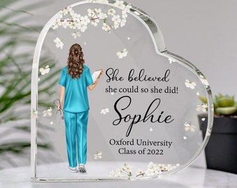 Personalized nurse gift, gift for nurse, nurse graduation gift, new nurse gift, Christmas gift for nurse, heart acrylic plaque