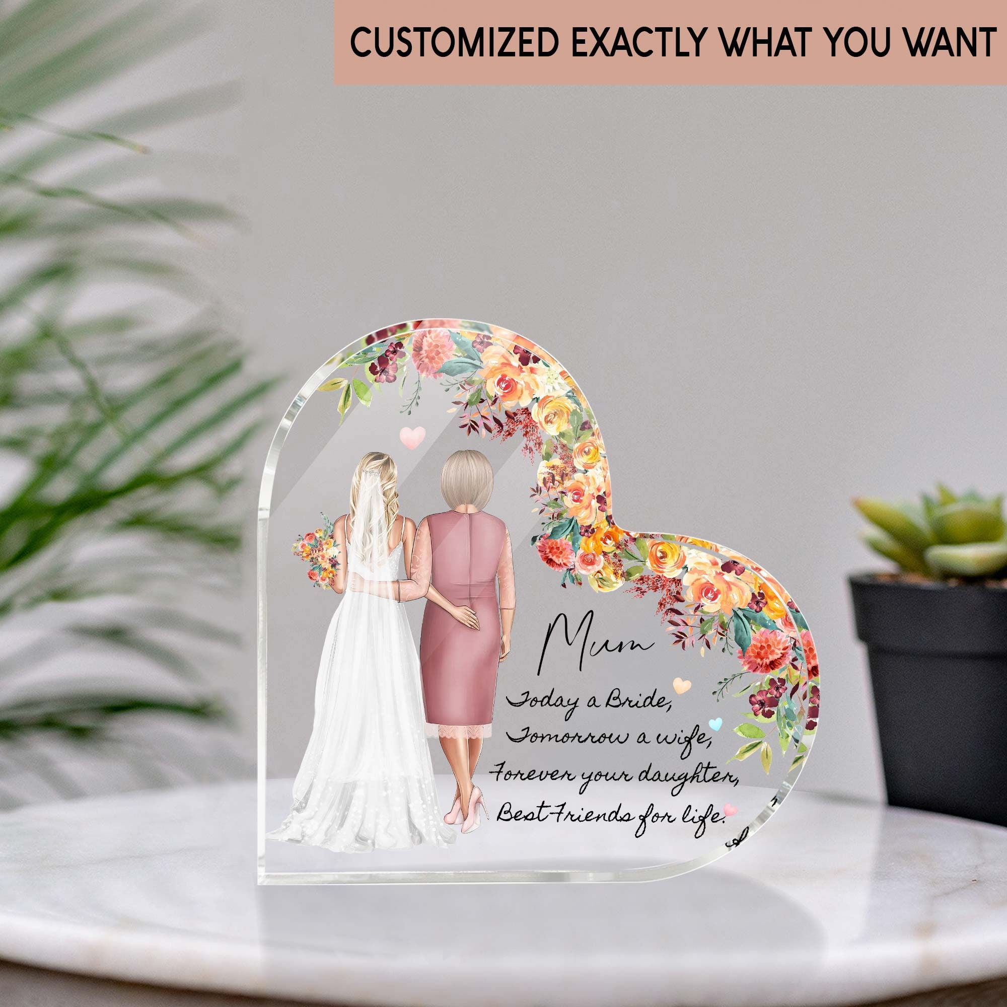 Personalized mother of the bride gift from daughter, wedding gift for mom on the wedding day