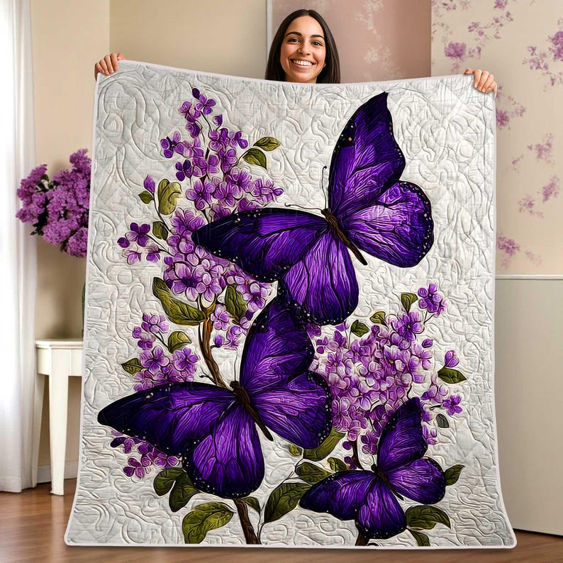 Fluttering Butterfly Quilted Blanket NCU0VL126 main image 0