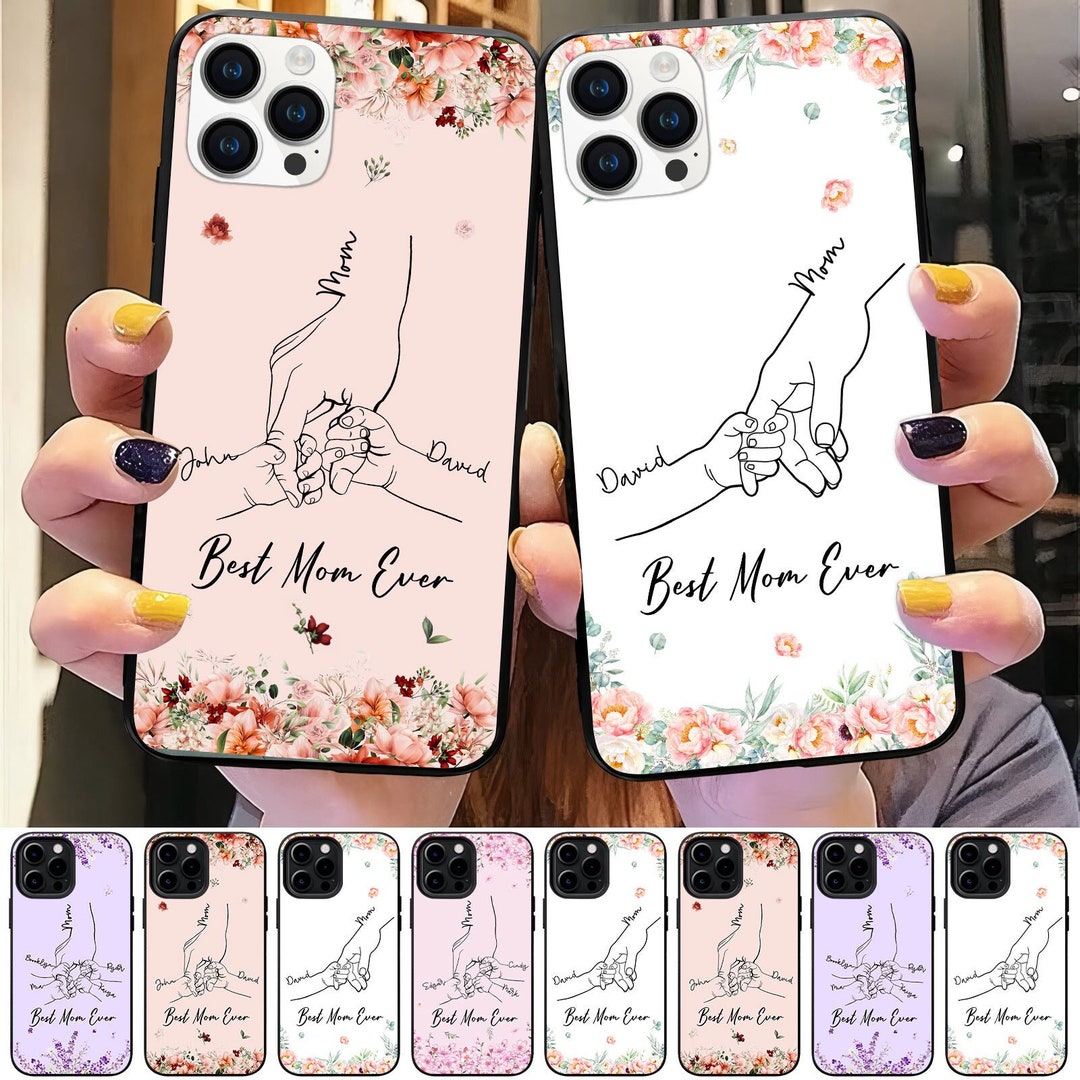 Personalized Mom With Kid Hands Phone Case, Custom Best Mom Ever Phone ...