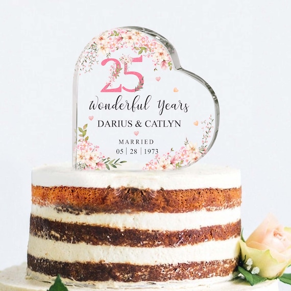 Topper per torta con scritta Happy Anniversary, in acrilico