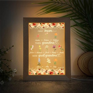 Personalized First Mom Then Grandma Now Great Grandma Frame Lamp, Birth ...