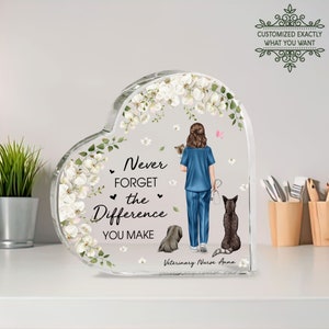 Personalized vet print,vet gift, veterinarian gift, custom vet tech gift, vet graduation gift, vet thank you gift heart acrylic plaque