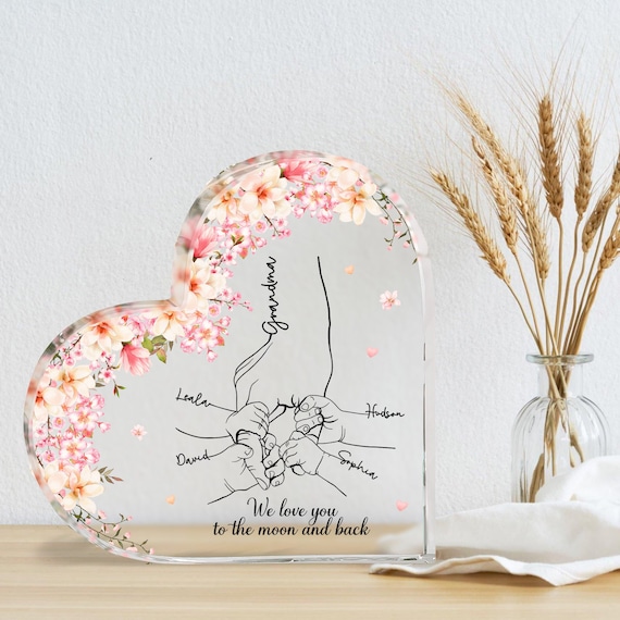 Plaque acrylique personnalisée en forme de cœur pour grand-mère et enfant,  cadeaux personnalisés pour la fête des mères pour grand-mère, cadeau de  Noël pour grand-mère, cadeaux d'anniversaire -  France