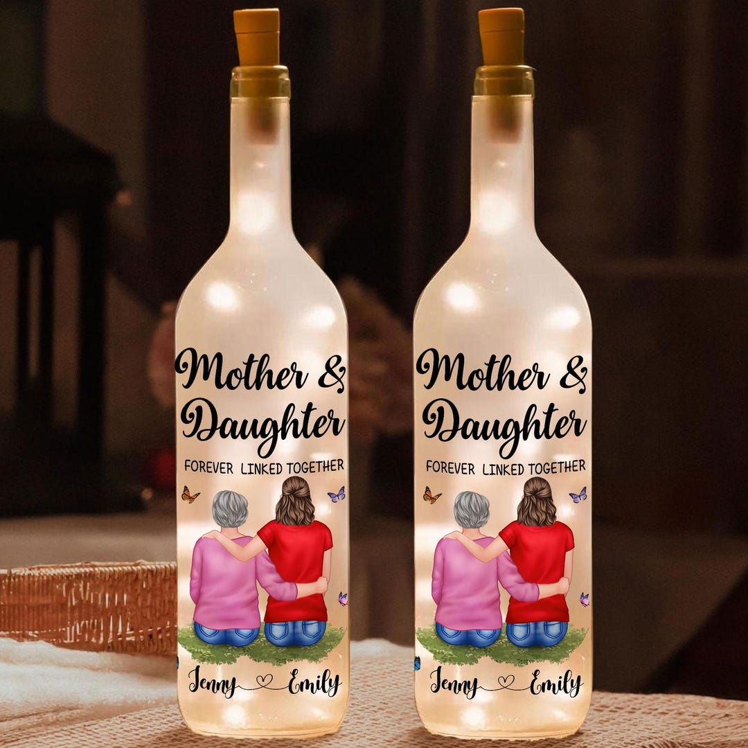Love Grows As I Watch You Be A Mom - Family Personalized Custom Bottle Lamp - Gift For Mom, Daughter