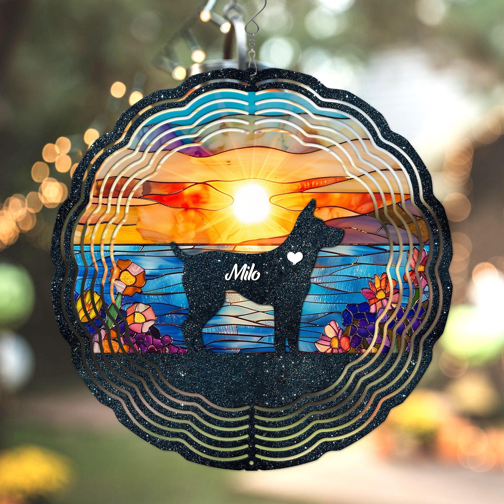 Personalized Pet Memorial Wind Spinner, Pet Dog Memorial Gift, Pet Memorial Ornament, Pet Loss Sympathy Wind Rotator, Dog Lover