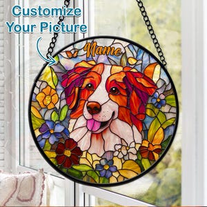 Personalized Photo Pet Faux Stained Glass Suncatcher, Loss Of Dog/ Cat Ornament, Pet Sympathy Gift, In Loving Memory Pet Ornament, Pet Lover