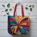 Custom Quilted Butterfly Tote Bag – Colorful Butterfly Design Bag, Colorful Butterfly Quilted Tote, Boho Butterfly Quilt Bag product logo