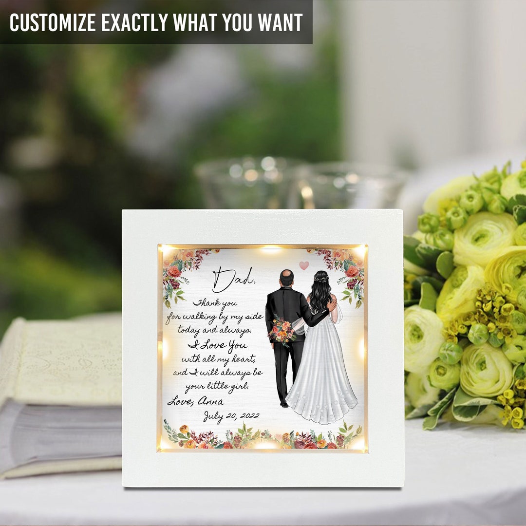 Personalized Father of the Bride Print Frame With Led Lights, Gift From