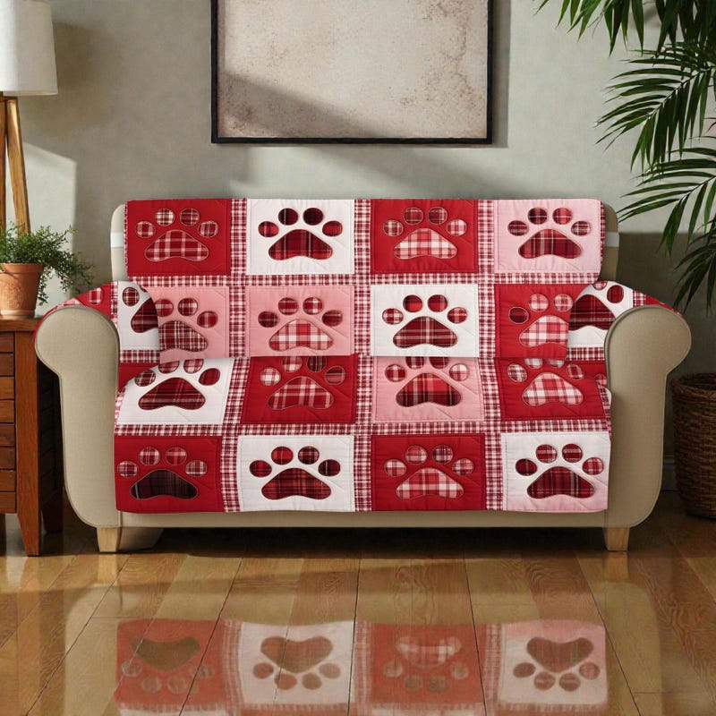 Autumn Pawprint Quilted Sofa Cover NCU0LDH361