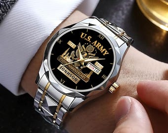Personalized U.S. Army Watch 250th Anniversary 1775–2025, Custom Name Military Veteran Gift, 250th Military Anniversary Watch