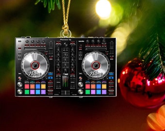 Personalized Name DJ Table Ornament, Christmas Gifts For DJ, DJ Controller, Dashboard, Custom Dj Gifts, Dj Mixer Customshape Ornament