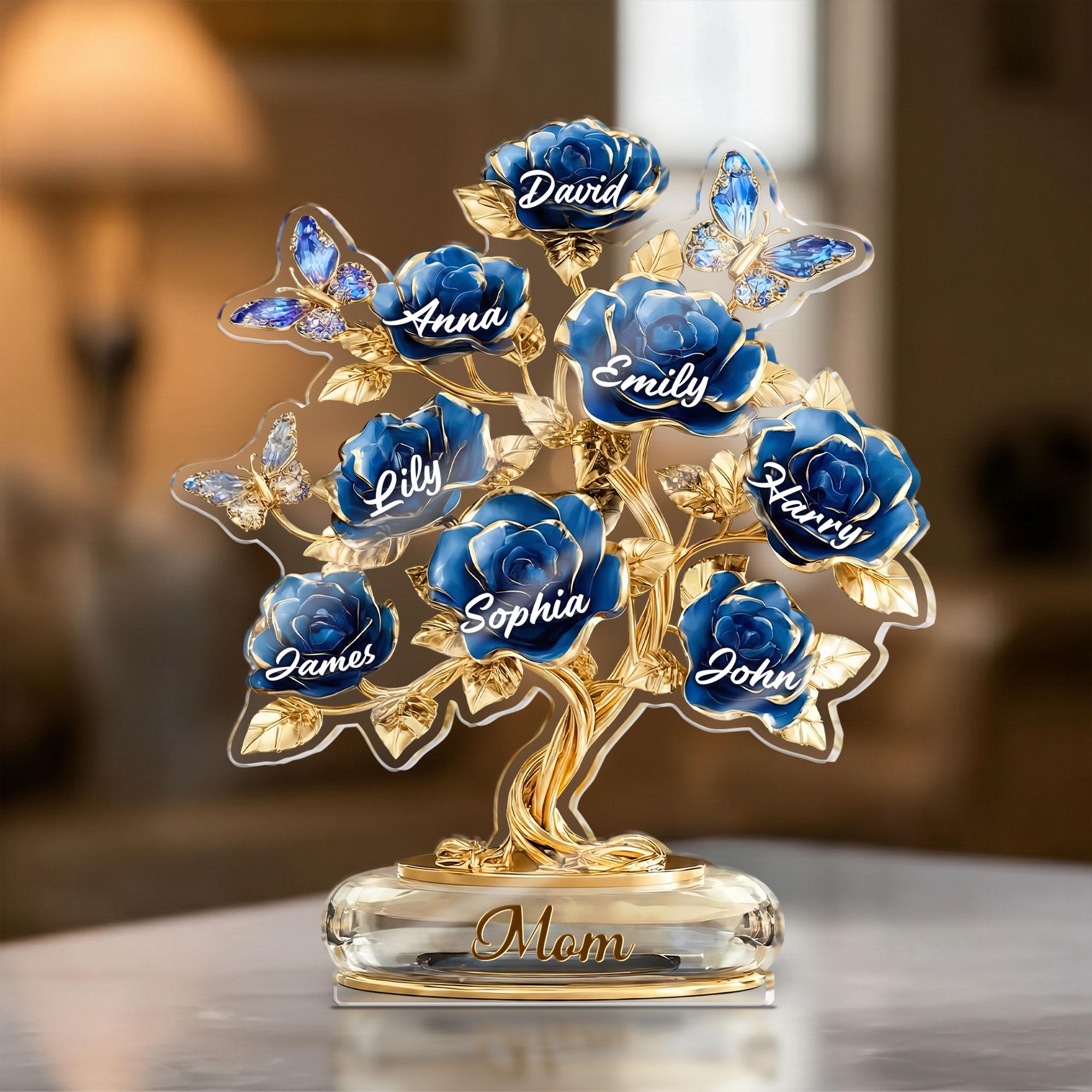 Custom Family Tree Acrylic Block, Gift for Mom, Grandma, Grandkids Tree ...