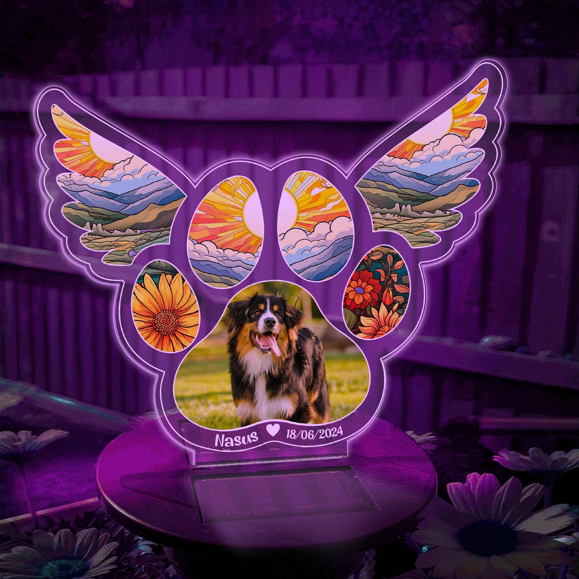 thumbnail image 2 of Personalized Pet Memorial Solar Light – Custom Photo Garden Light For Loss Of Dog Or Cat, Sympathy Gift 2 of 11