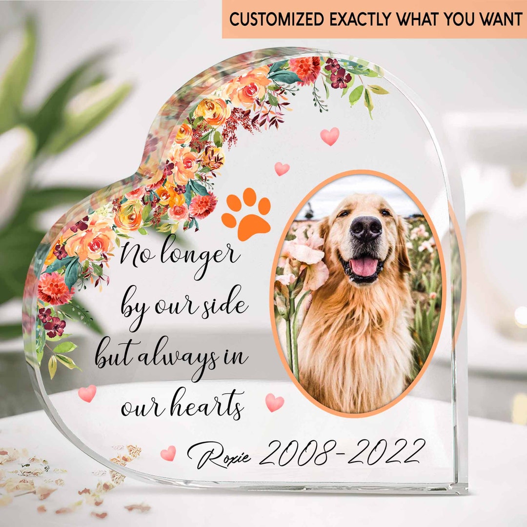 Personalized Photo Pet Memorial Heart Acrylic Plaque, Pet Memorial
