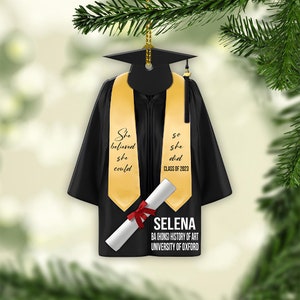 Personalized School Graduation Customshape Ornament, Custom Graduation Gown, Class Of 2023, Graduation Gifts, Graduation Christmas Ornament