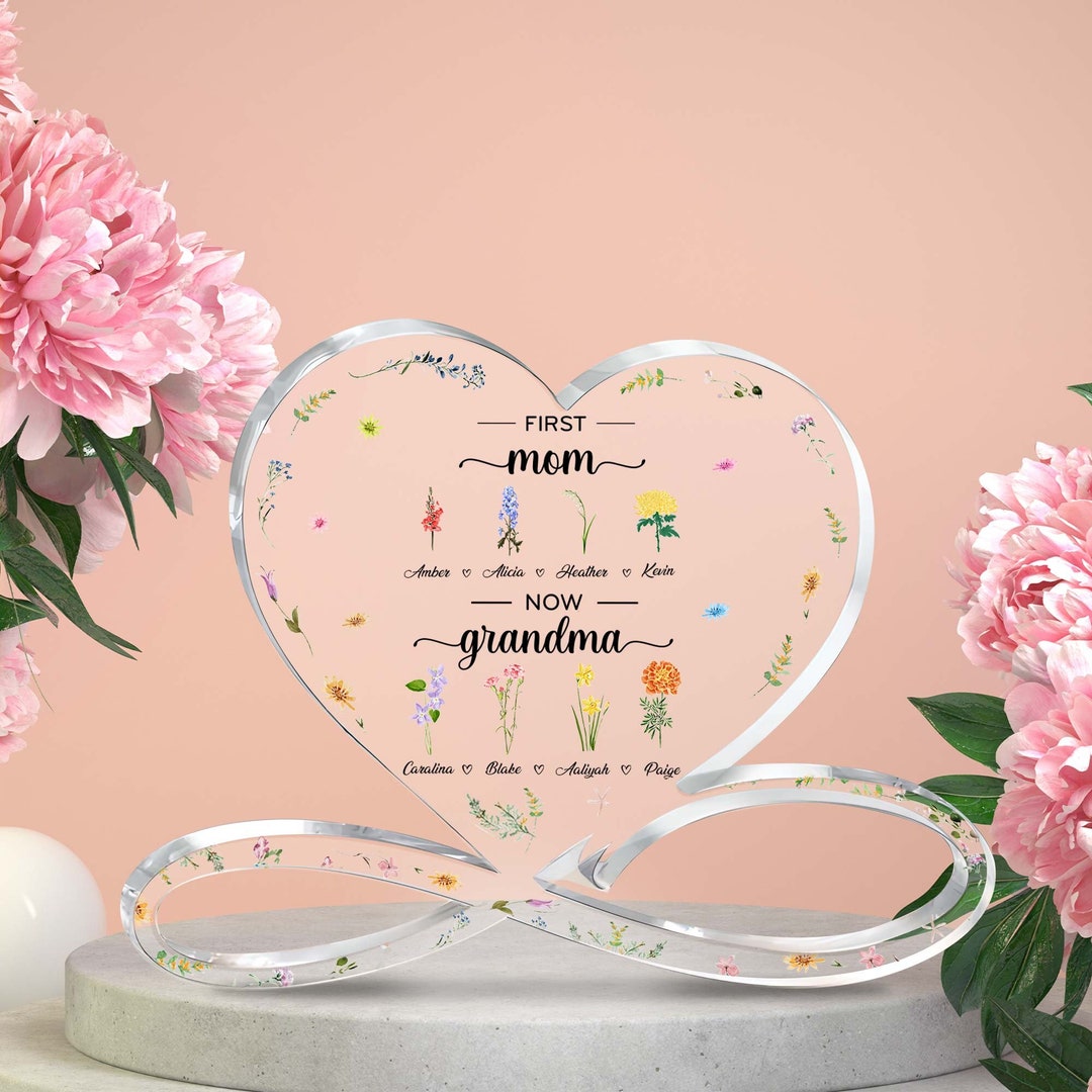 Personalized First Mom, Now Grandma Acrylic Block, Custom Birth Month ...