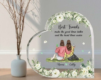 Placa acrílica personalizada del corazón de los mejores amigos, regalos personalizados del mejor amigo, regalos bestie, regalos para el amigo, regalos de cumpleaños, regalos de Navidad