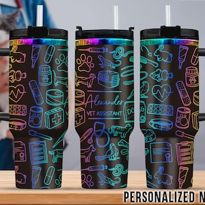 Personalisierte Veterinary Chroma 40 Oz Becher, Vet Tech 40 Oz Becher, Tierarzt Abschlussfeier, Tierarzthelferin, Tierarzt Woche, Tierarzt Personal, Tierarzt Wertschätzung
