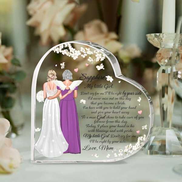 Personalized In Memory Of Mother Of The Bride Heart Acrylic Plaque, In Loving Memory Wedding, Mother Of The Bride Memorial, Remembrance Sign