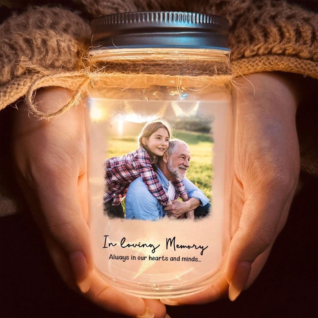 Personalized Photo Memorial 16 Oz Mason Jar Light, in Loving Memory ...