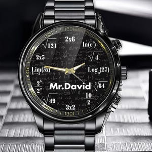 Gepersonaliseerde wiskundeleraar horloge, aangepast geschenk wiskundeleraar, eindejaarscadeau leraar, cadeau wiskundeleraar waardering, cadeau wiskundige