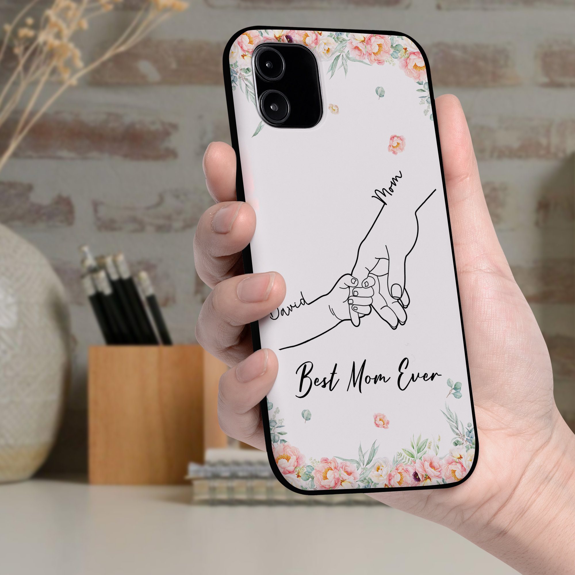 Personalized Mom With Kid Hands Phone Case, Custom Best Mom Ever
