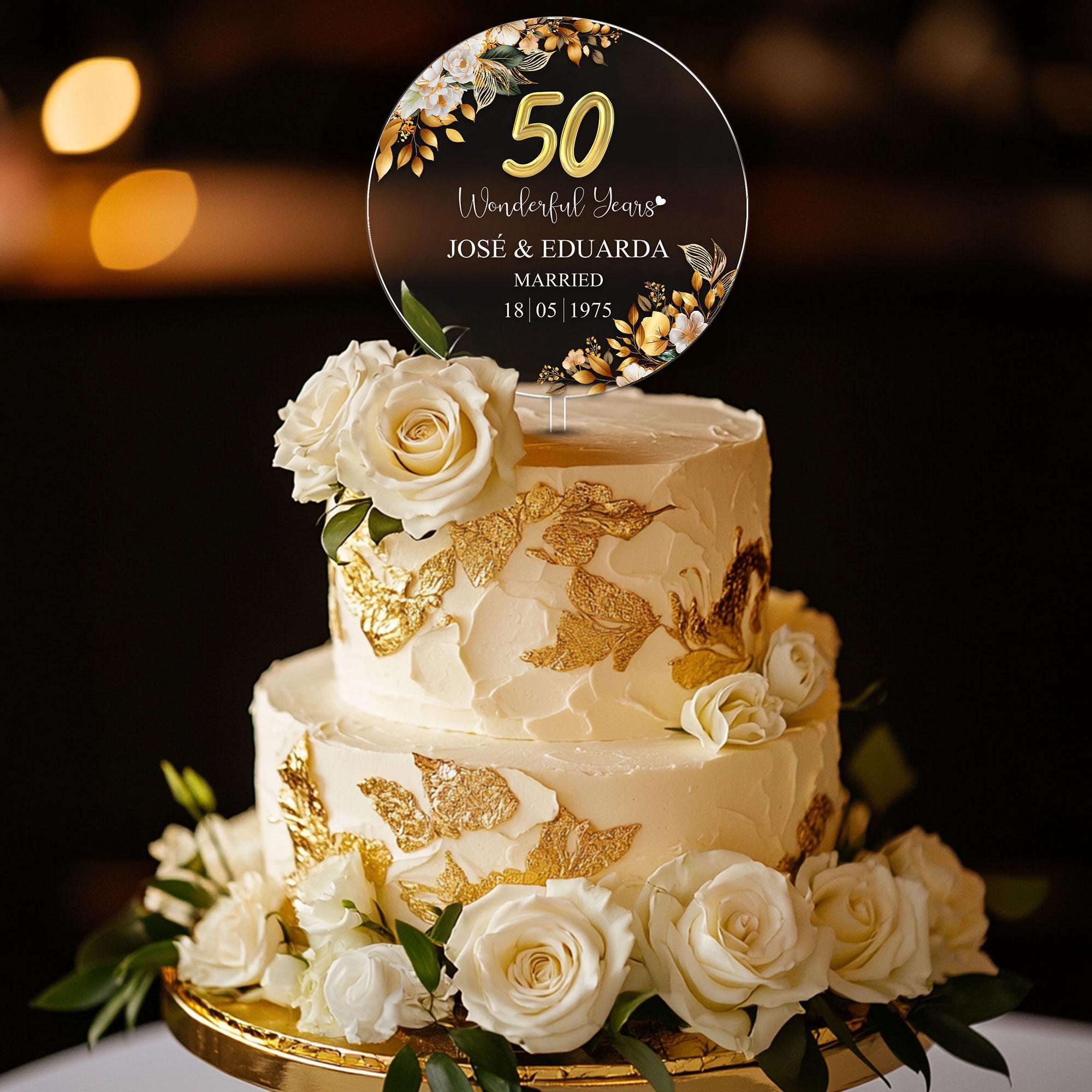 Topper per torta di anniversario di matrimonio personalizzato, topper per torta in acrilico per 20°, 25°, 30°, 40° e 50° anniversario, targa in acrilico a forma di cuore per anniversario - Italia