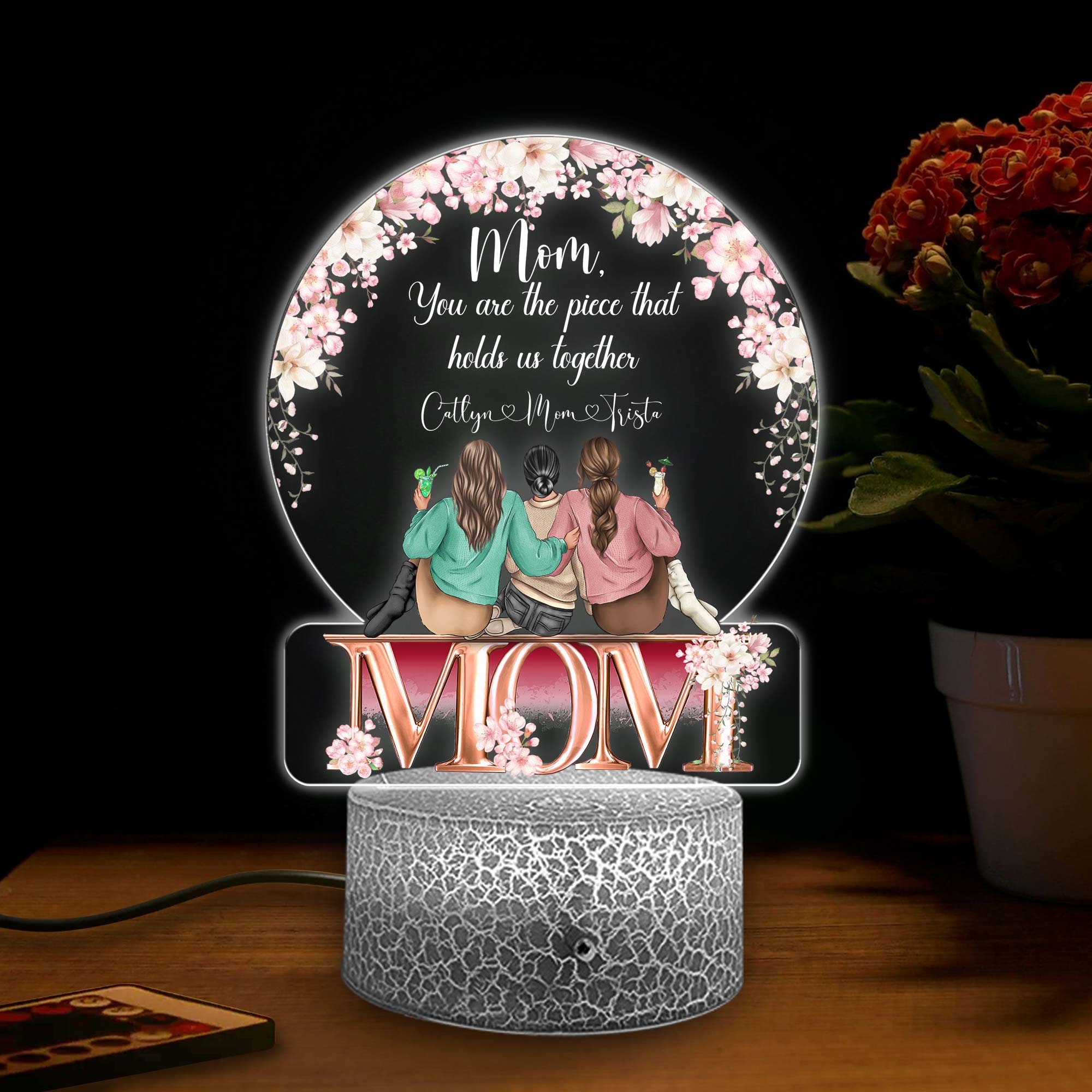 Cadeau pour ma maman, plaque en cristal en forme de cœur, lampe de nuit  gravée pour maman, cadeau de fête des mères, cadeau de fête des mères,  cadeau
