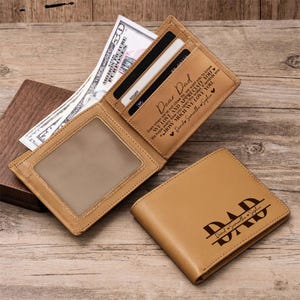 Cartera de cuero personalizada con nombre de papá e hijos, cartera de cuero personalizada con apellido familiar, regalo para el Día del Padre, cartera para hombre, regalo de cumpleaños para papá