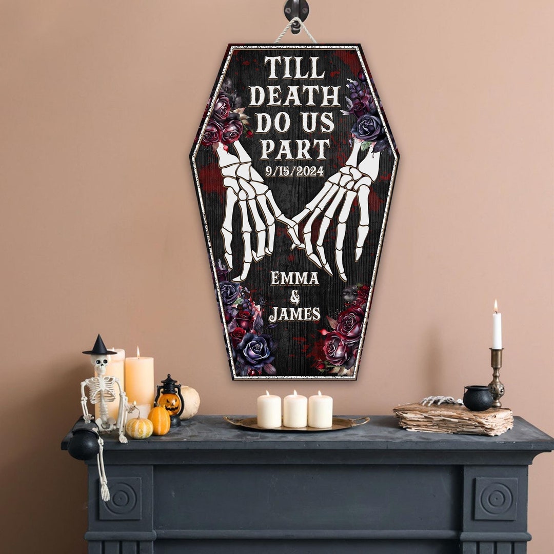 Custom Personalized Skeleton Wooden Sign - Gift Idea For Couple/Family - Sign With Family's Name main image 1