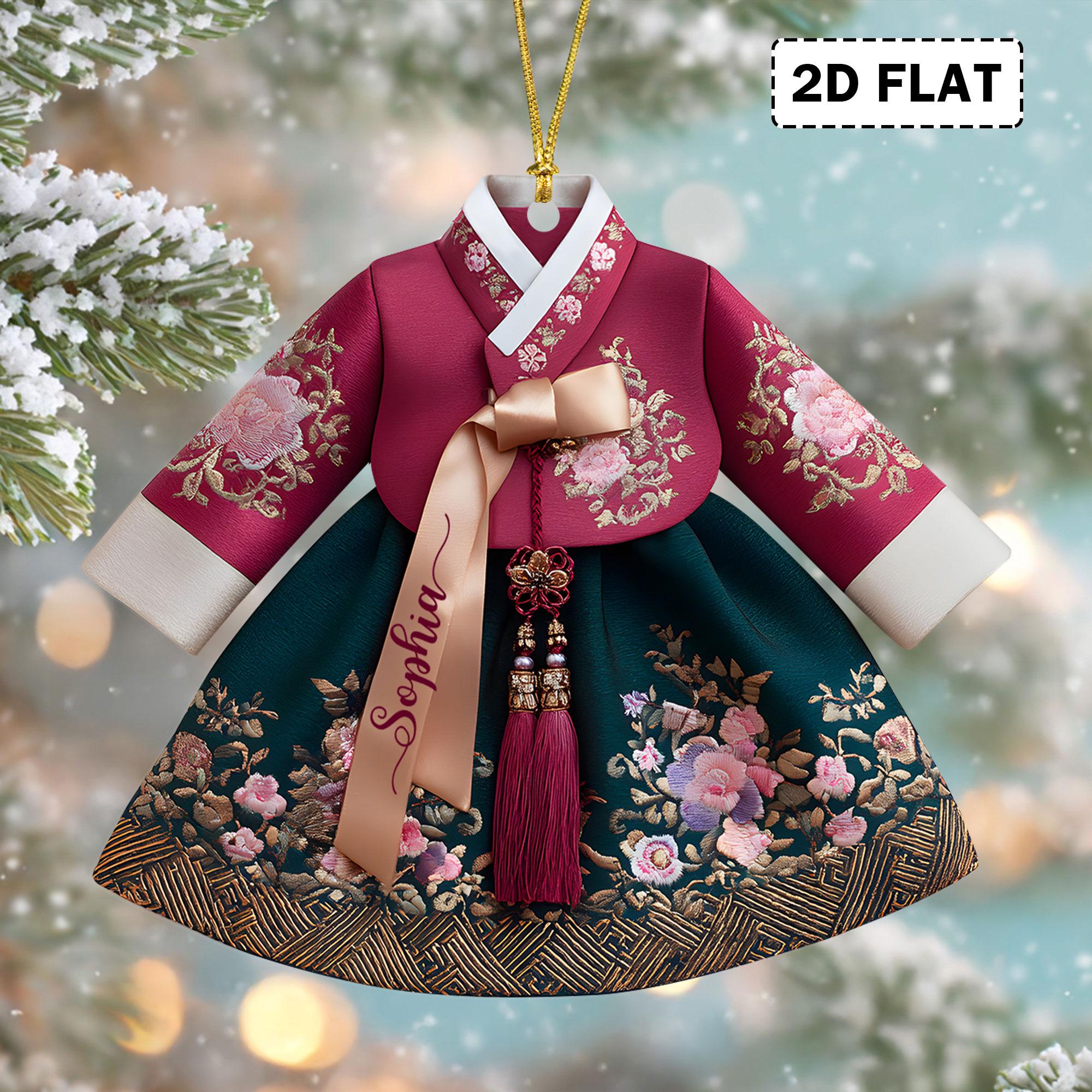 2D Flat Personalized Korean Hanbok Dress Christmas Acrylic Ornament,  Traditional Asian Cultural Decor, Holiday Gift, Korean Lover Gift - Etsy