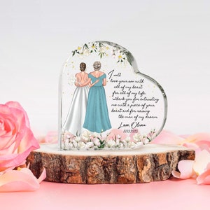 Personalisierte Mutter des Bräutigams Geschenk von Braut, Hochzeitsgeschenk für Mutter des Bräutigams, Schwiegermutter und Braut Herz Acryl Plakette