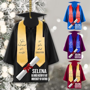 Personalized School Graduation Ornament, Custom Graduation Gown, Class Of 2025, Graduation Gifts, Graduation Christmas Ornament