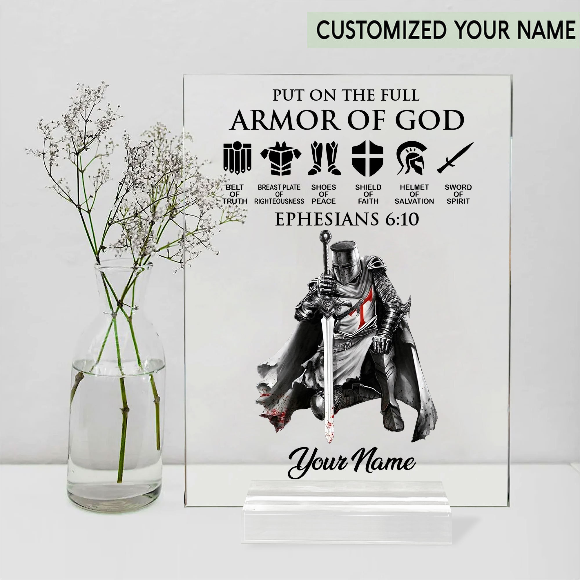 Put on the full armor of god jesus acrylic plaque knight etsy
