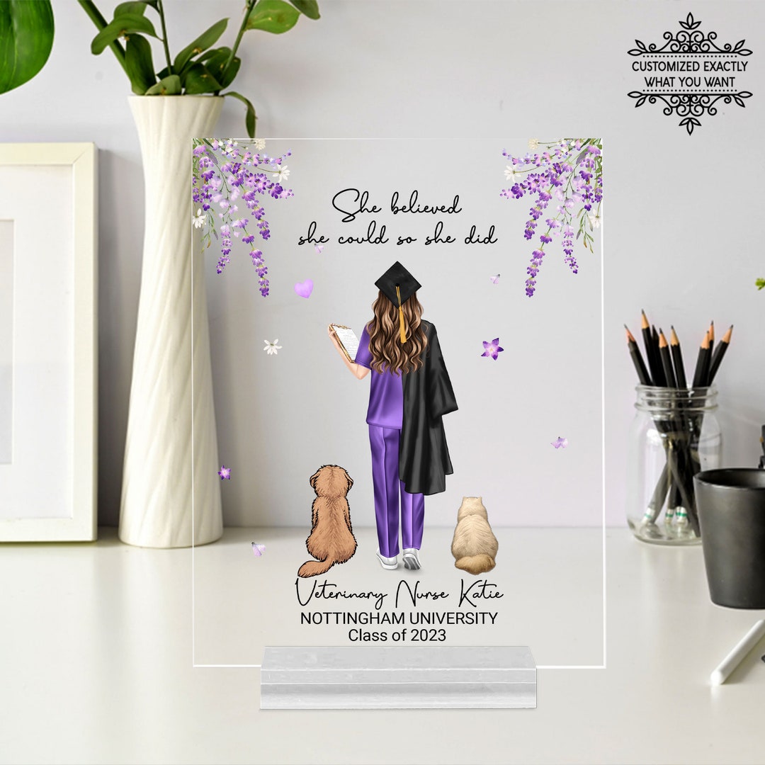 Personalized Veterinarian Graduation Print Rectangle Plaque, Vet Gift