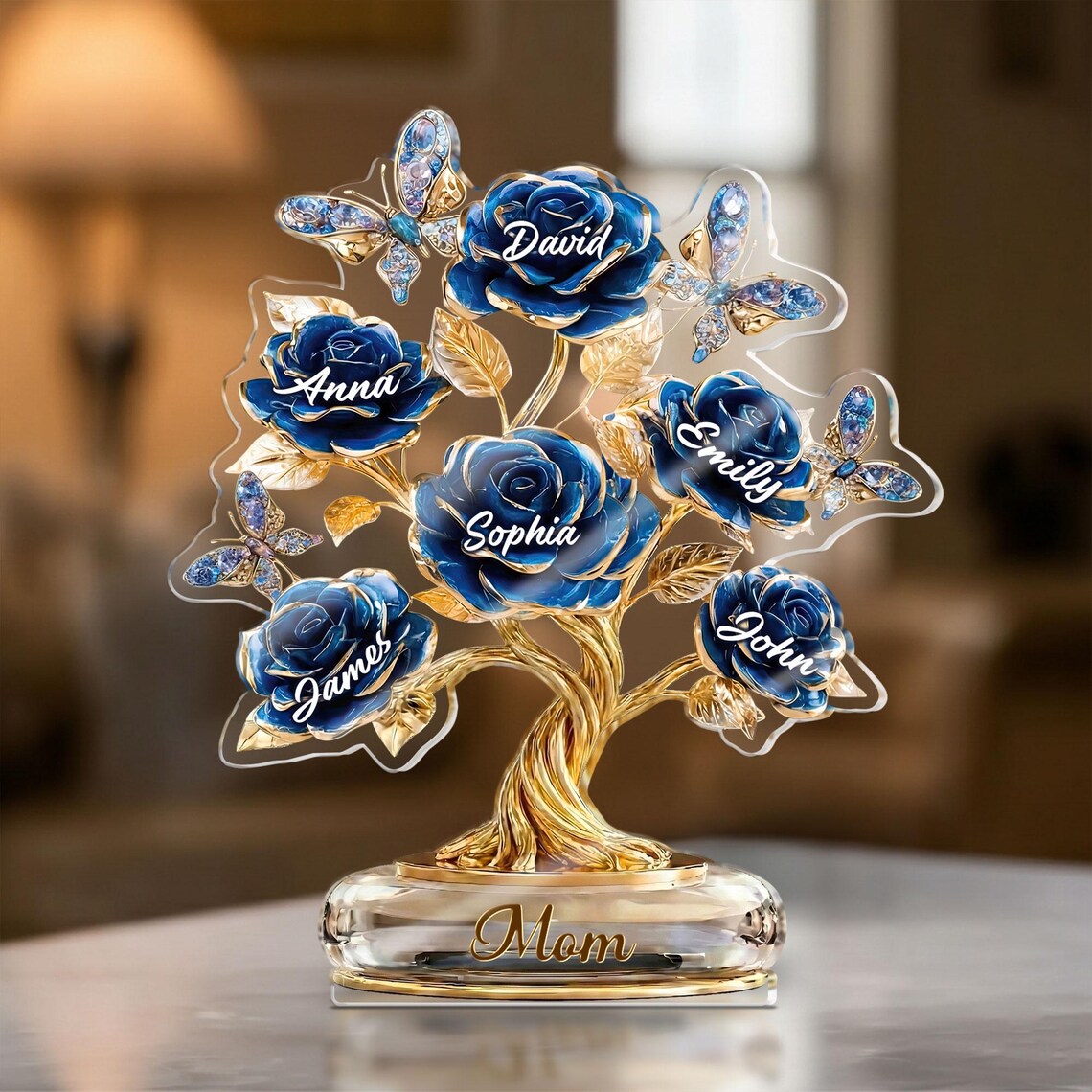 Custom Family Tree Acrylic Block, Gift for Mom, Grandma, Grandkids Tree ...
