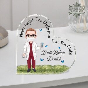 Plaque De Bureau LED Personnalisée Pour Dentiste/Orthodontiste - Acrylique Gravée - Cadeau Professionnel
