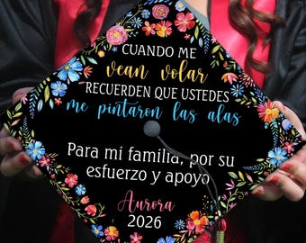 Personalized Spanish Graduation Cap Topper, Mexican Grad Cap Topper, Class of 2026, Latina Grad Cap Topper