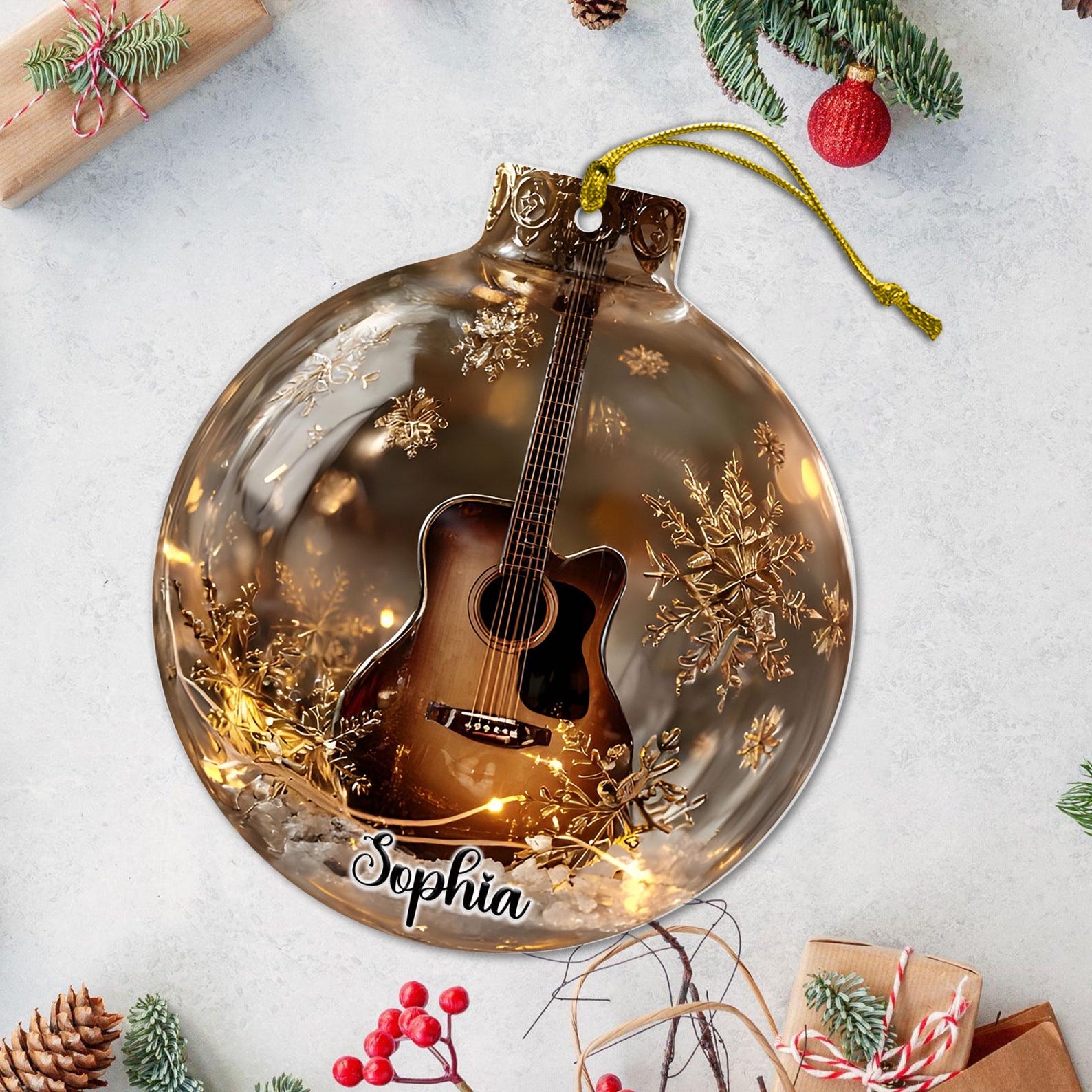 2D Flat Music Instrument Acrylic Ornament Set, Christmas Ornaments With ...
