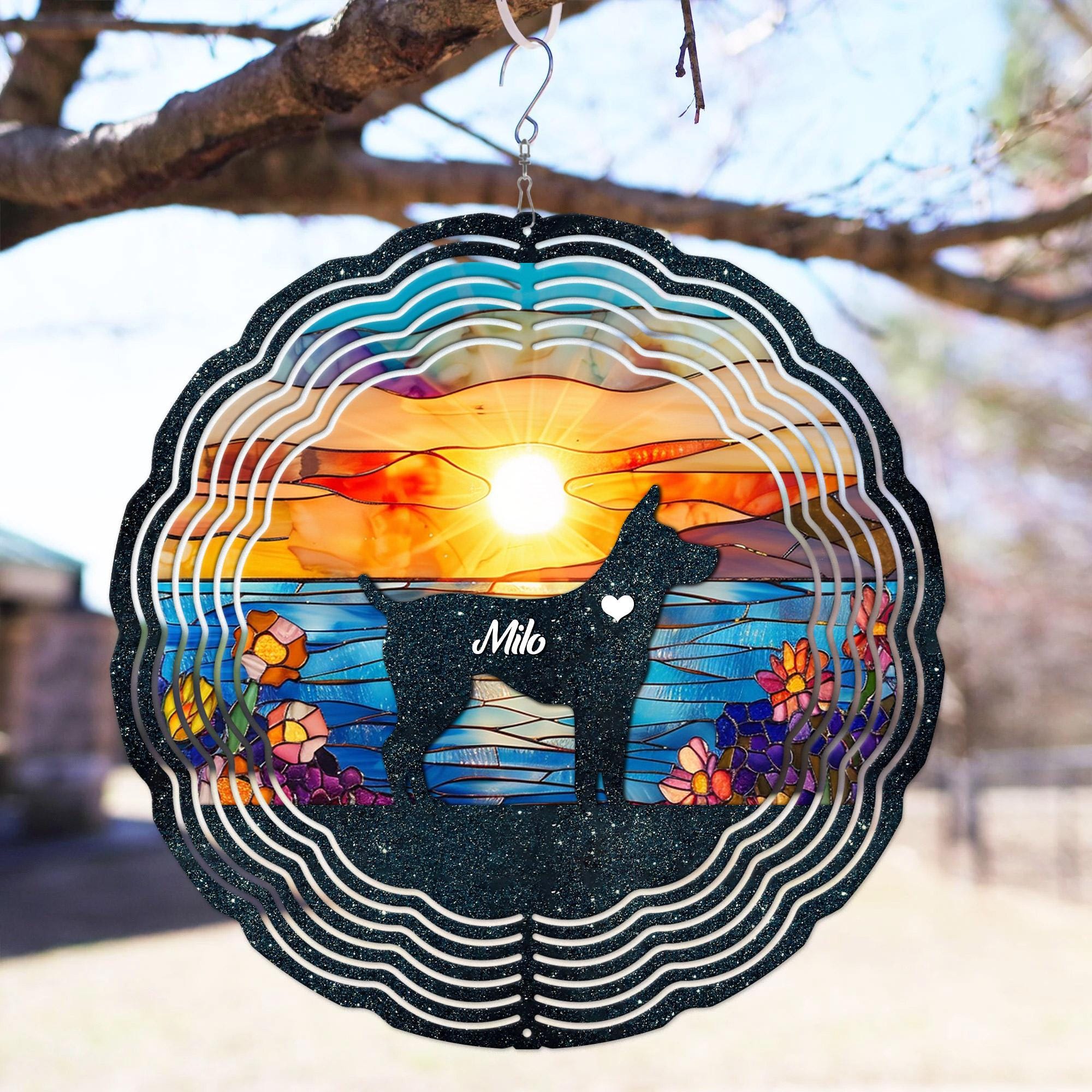 Personalized Pet Memorial Wind Spinner, Pet Dog Memorial Gift, Pet Memorial Ornament, Pet Loss Sympathy Wind Rotator, Dog Lover