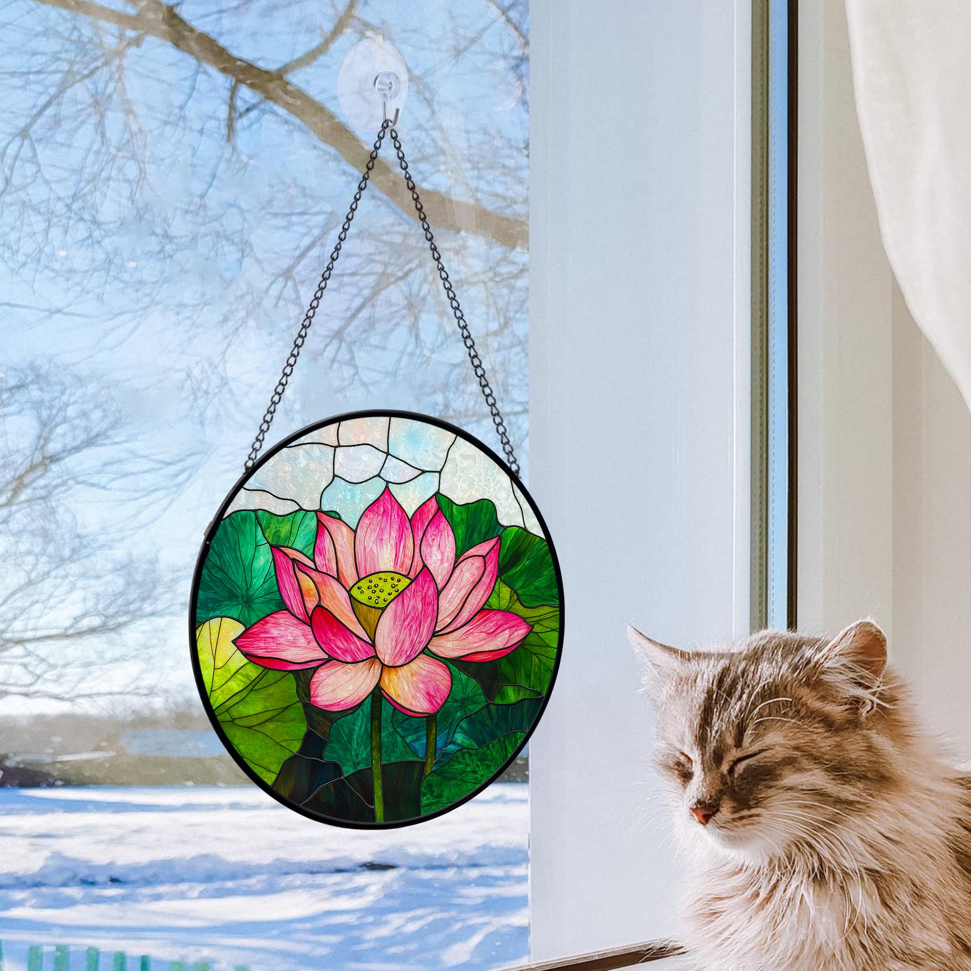 Lotusblumen-Sonnenfänger Aus Buntglas – Fensterdekoration, Handgefertigt, Geschenk Für Frauen