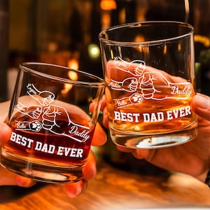 Personalized Best Dad Ever Whiskey Glass For Dad, Custom Father&#39;s Day Gifts From Daughter/ Son, Whiskey Glass For Daddy, Birthday Dad Gift
