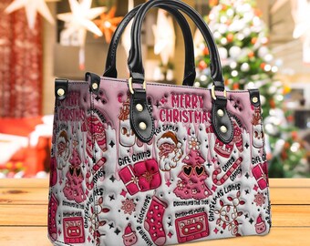 Faux 3D Inflated Merry Christmas Handbag With Handle & Wallet