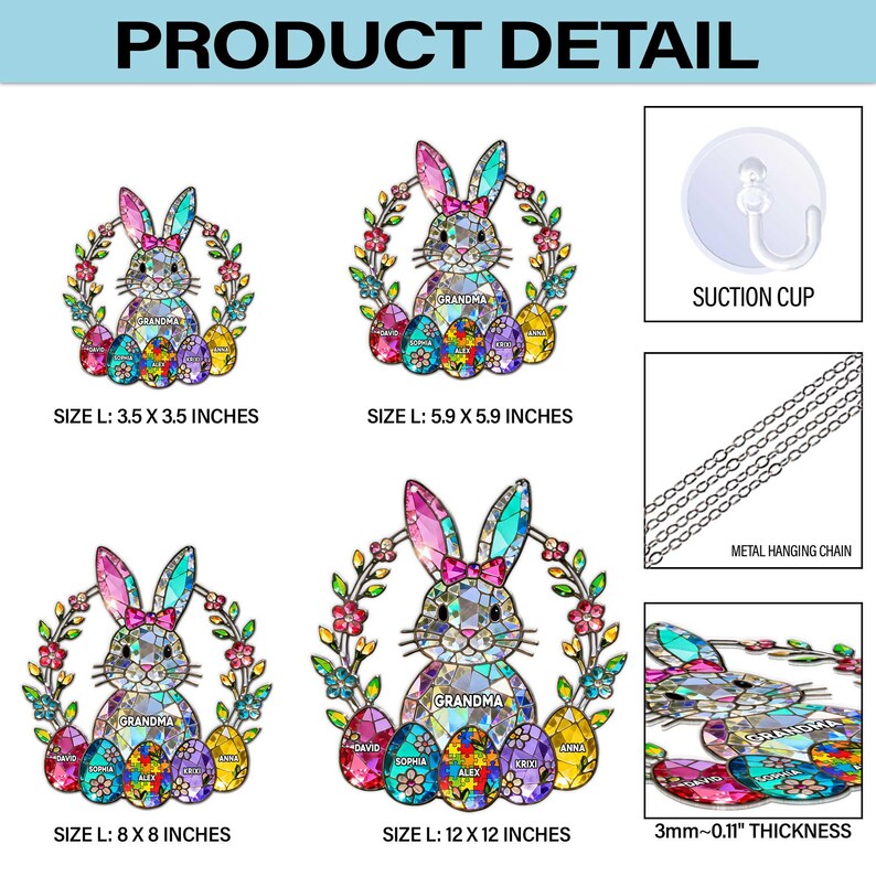 Personalized Easter Bunny Autism Awareness Suncatcher for Grandma ...