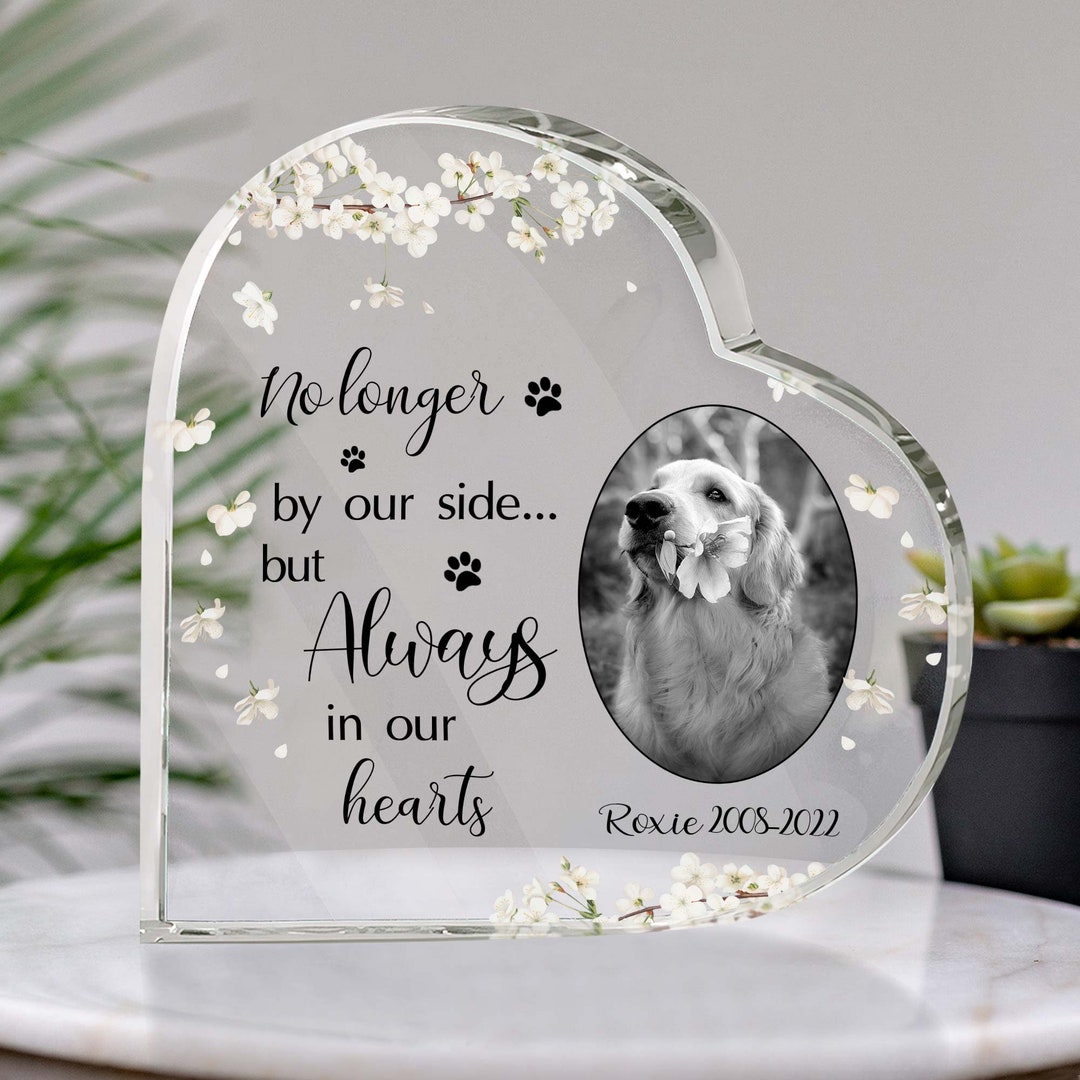 Personalized Photo Pet Memorial Heart Acrylic Plaque, Pet Memorial